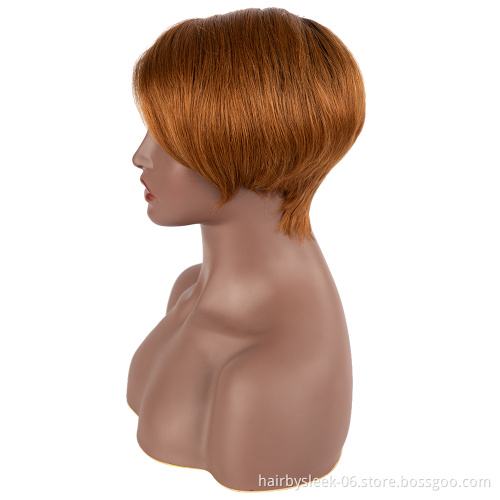 Rebecca China vendors Brown Pixie cut lace front wigs Lace T Part Wigs Remy Brazilian Virgin Human Hair Wigs For Black Women